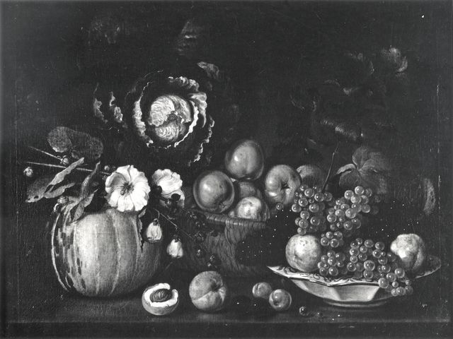 A. C. Cooper — Autore non indicato - sec. XVII - Natura morta con frutta, ortaggi, fiori, cesto e piatto — insieme